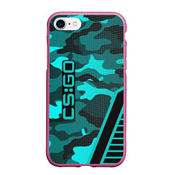 Чехол iPhone 7/8 матовый CS:GO Blue Camo, цвет: 3D-малиновый