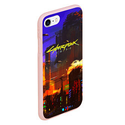 Чехол iPhone 7/8 матовый Cyberpunk 2077: Night City, цвет: 3D-светло-розовый — фото 2