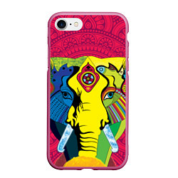 Чехол iPhone 7/8 матовый Индийский слон, цвет: 3D-малиновый