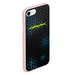 Чехол iPhone 7/8 матовый Cyberpunk 2077: Blue Carbon, цвет: 3D-светло-розовый — фото 2