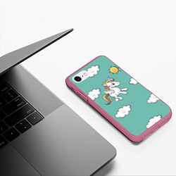 Чехол iPhone 7/8 матовый Unicorns Love, цвет: 3D-малиновый — фото 2