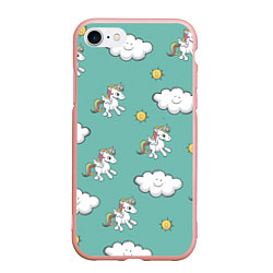 Чехол iPhone 7/8 матовый Love of Unicorns, цвет: 3D-светло-розовый