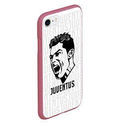 Чехол iPhone 7/8 матовый Juve Ronaldo, цвет: 3D-малиновый — фото 2
