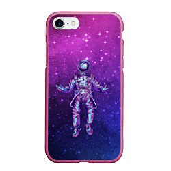 Чехол iPhone 7/8 матовый Неоновый космос, цвет: 3D-малиновый