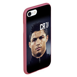 Чехол iPhone 7/8 матовый RONALDO CR7, цвет: 3D-малиновый — фото 2