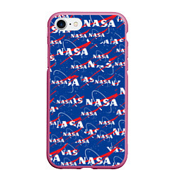 Чехол iPhone 7/8 матовый NASA: Logo Pattern, цвет: 3D-малиновый