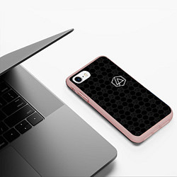 Чехол iPhone 7/8 матовый Linkin Park: Black Carbon, цвет: 3D-светло-розовый — фото 2