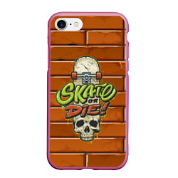 Чехол iPhone 7/8 матовый Skate or Die: Skull Style