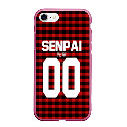 Чехол iPhone 7/8 матовый Senpai 00: Red Grid