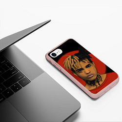 Чехол iPhone 7/8 матовый XXXTentacion: Red Sun, цвет: 3D-светло-розовый — фото 2