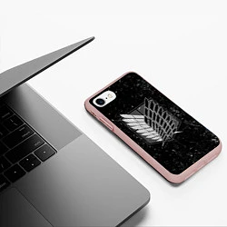 Чехол iPhone 7/8 матовый Атака Титанов: белая пыль, цвет: 3D-светло-розовый — фото 2