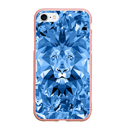 Чехол iPhone 7/8 матовый Сине-бело-голубой лев, цвет: 3D-светло-розовый