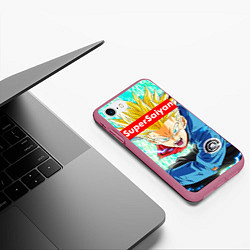 Чехол iPhone 7/8 матовый DBZ: Super Saiyan, цвет: 3D-малиновый — фото 2