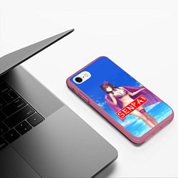 Чехол iPhone 7/8 матовый Senpai: Summer Girl, цвет: 3D-малиновый — фото 2