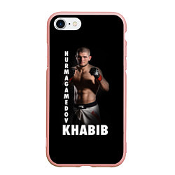 Чехол iPhone 7/8 матовый Хабиб: Дагестанский борец, цвет: 3D-светло-розовый