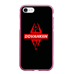 Чехол iPhone 7/8 матовый TES: Dovahkin, цвет: 3D-малиновый