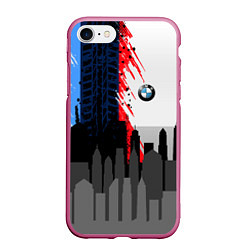 Чехол iPhone 7/8 матовый BMW: Speed City, цвет: 3D-малиновый