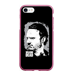 Чехол iPhone 7/8 матовый Walking Rick, цвет: 3D-малиновый