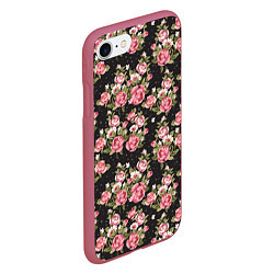 Чехол iPhone 7/8 матовый Брендовые цветы, цвет: 3D-малиновый — фото 2