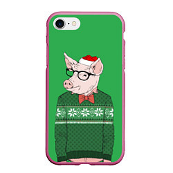 Чехол iPhone 7/8 матовый New Year: Hipster Piggy