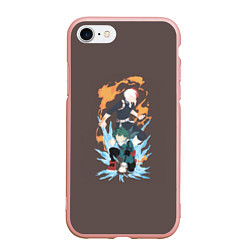 Чехол iPhone 7/8 матовый Deku & Shouto, цвет: 3D-светло-розовый