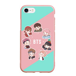 Чехол iPhone 7/8 матовый BTS Boys, цвет: 3D-светло-розовый