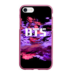 Чехол iPhone 7/8 матовый BTS: Black & Pink, цвет: 3D-малиновый