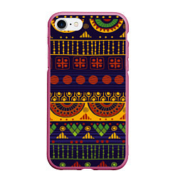 Чехол iPhone 7/8 матовый Африканский узор, цвет: 3D-малиновый