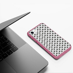 Чехол iPhone 7/8 матовый Геометрические крестики, цвет: 3D-малиновый — фото 2