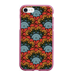 Чехол iPhone 7/8 матовый Узоры Бохо, цвет: 3D-малиновый
