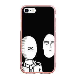Чехол iPhone 7/8 матовый Saitama: One-Punch Man, цвет: 3D-светло-розовый