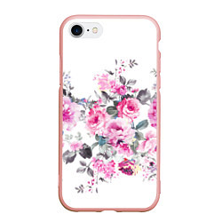 Чехол iPhone 7/8 матовый Розовые розы, цвет: 3D-светло-розовый