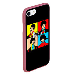 Чехол iPhone 7/8 матовый The Beatles: Pop Art, цвет: 3D-малиновый — фото 2
