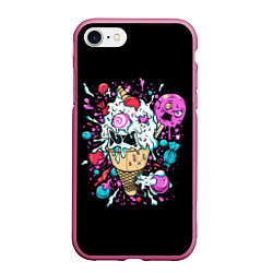 Чехол iPhone 7/8 матовый Мороженое монстров, цвет: 3D-малиновый