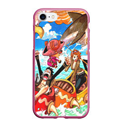 Чехол iPhone 7/8 матовый One Piece, цвет: 3D-малиновый