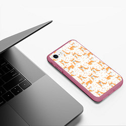 Чехол iPhone 7/8 матовый Вельш Корги, цвет: 3D-малиновый — фото 2