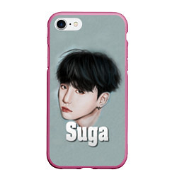 Чехол iPhone 7/8 матовый BTS Suga, цвет: 3D-малиновый