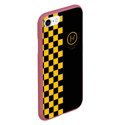 Чехол iPhone 7/8 матовый 21 Pilots: Yellow Grid, цвет: 3D-малиновый — фото 2