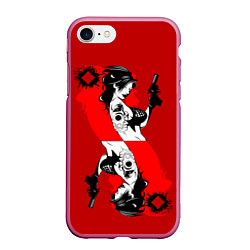 Чехол iPhone 7/8 матовый Дама бубен, цвет: 3D-малиновый