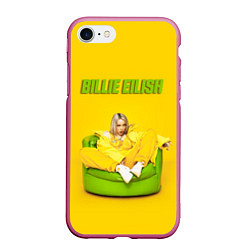 Чехол iPhone 7/8 матовый Billie Eilish: Yellow Mood, цвет: 3D-малиновый