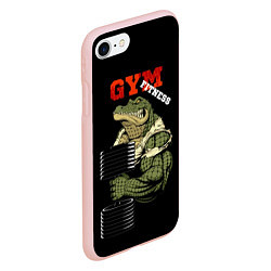 Чехол iPhone 7/8 матовый GYM fitness crocodile, цвет: 3D-светло-розовый — фото 2