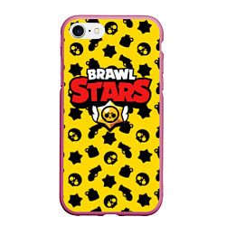 Чехол iPhone 7/8 матовый Brawl Stars: Yellow & Black, цвет: 3D-малиновый