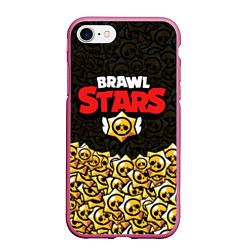 Чехол iPhone 7/8 матовый Brawl Stars: Black Style, цвет: 3D-малиновый