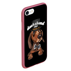 Чехол iPhone 7/8 матовый Dachshund Club, цвет: 3D-малиновый — фото 2