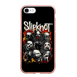 Чехол iPhone 7/8 матовый Slipknot: Faces, цвет: 3D-светло-розовый