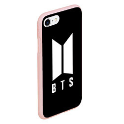 Чехол iPhone 7/8 матовый BTS лого белое, цвет: 3D-светло-розовый — фото 2