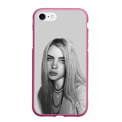 Чехол iPhone 7/8 матовый BILLIE EILISH, цвет: 3D-малиновый