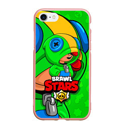 Чехол iPhone 7/8 матовый BRAWL STARS LEON, цвет: 3D-светло-розовый