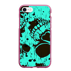 Чехол iPhone 7/8 матовый Neon skull, цвет: 3D-малиновый