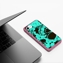 Чехол iPhone 7/8 матовый Neon skull, цвет: 3D-малиновый — фото 2